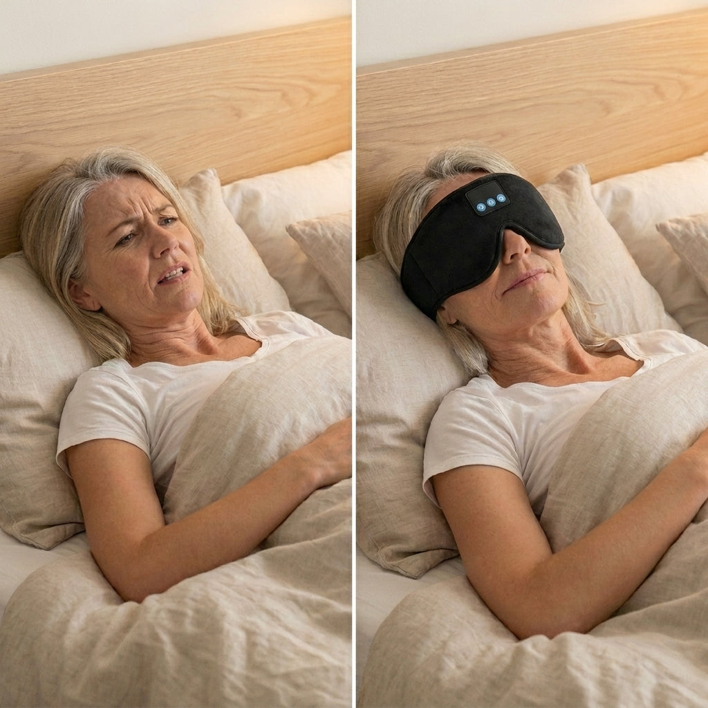 Bluetoothsovmask med inbyggda hörlurar – för ostörd sömn