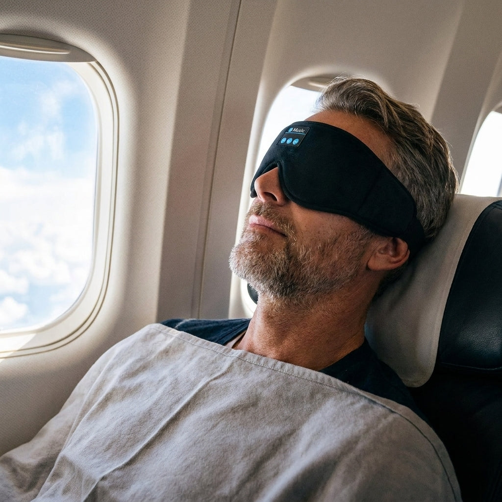 Bluetoothsovmask med inbyggda hörlurar – för ostörd sömn