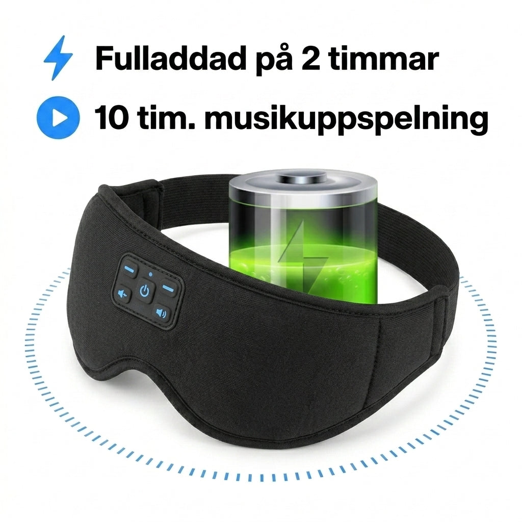 Bluetoothsovmask med inbyggda hörlurar – för ostörd sömn