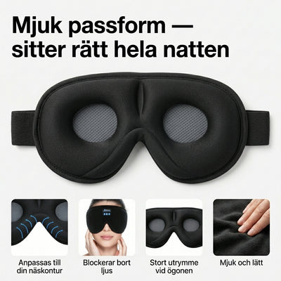 Bluetoothsovmask med inbyggda hörlurar – för ostörd sömn